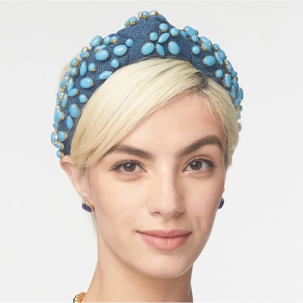 LELE SADOUGHI NWT AUTHENTIC MIDNIGHT PEBBLE CABOCHON KNOTTED HEADBAND - Picture 10 of 16